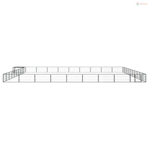 40-paneles fekete porszórt acél kutyakennel 100 x 50 cm