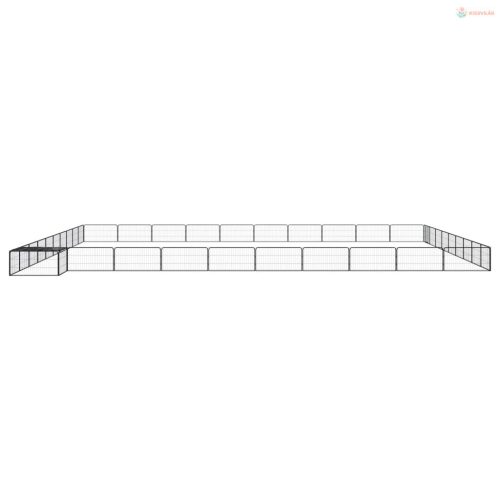 40-paneles fekete porszórt acél kutyakennel 100 x 50 cm