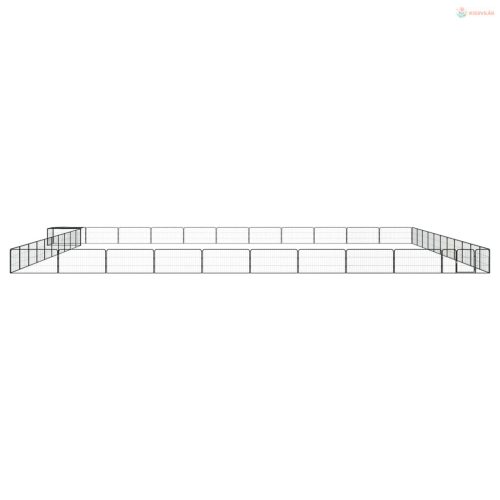 44 paneles fekete porszórt acél kutyakennel 100 x 50 cm