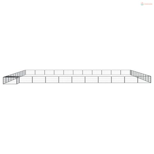 44 paneles fekete porszórt acél kutyakennel 100 x 50 cm