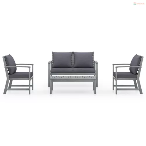 4 részes tömör akácfa kerti társalgó szett párnákkal