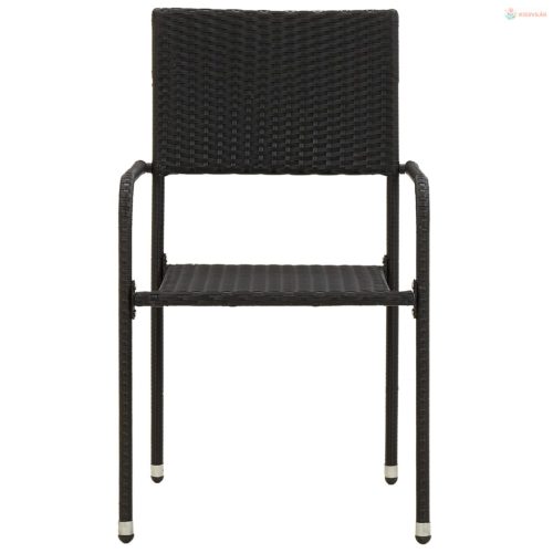 3 részes fekete polirattan kültéri étkezőgarnitúra