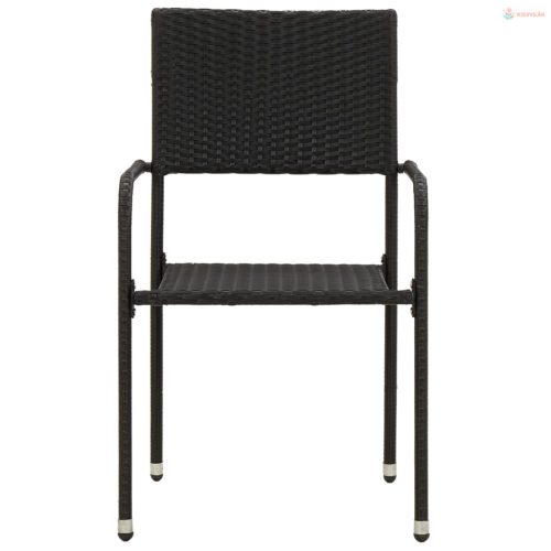 5 részes fekete polirattan kültéri étkezőgarnitúra