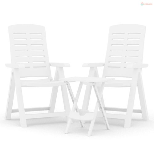 3 részes fehér polipropilén kerti étkezőgarnitúra