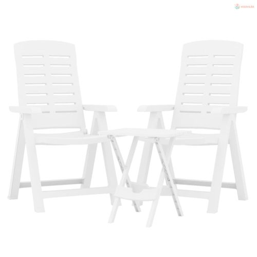 3 részes fehér polipropilén kerti étkezőgarnitúra