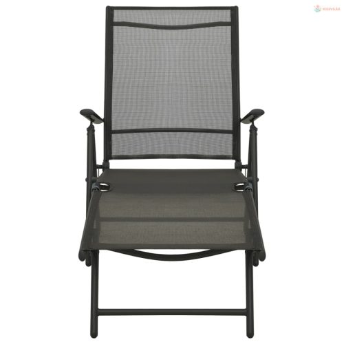 3 részes fekete alumínium és textilén kerti pihenőszett