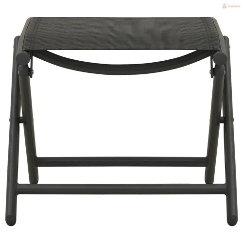 3 részes fekete alumínium és textilén kerti pihenőszett