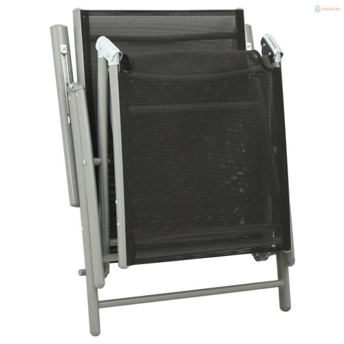 3 részes ezüst alumínium és textilén kerti pihenőszett