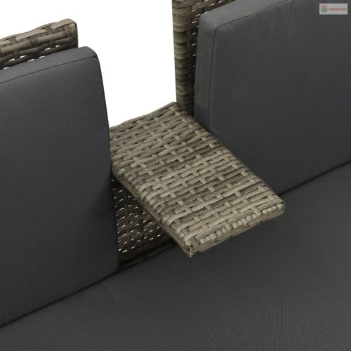 3 részes szürke polyrattan kerti ülőgarnitúra párnákkal