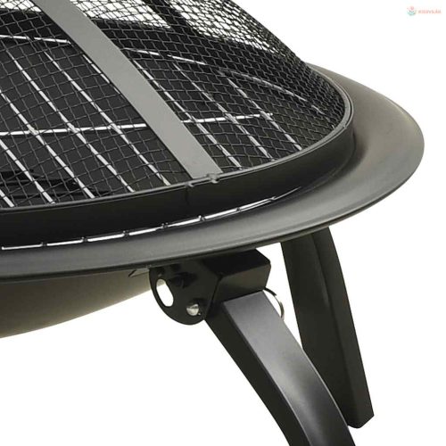 2 az 1-ben acél tűztál és grillező piszkavassal 56 x 56 x 49 cm