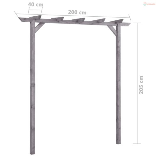 Szürke impregnált fenyőfa kerti pergola 200 x 40 x 205 cm