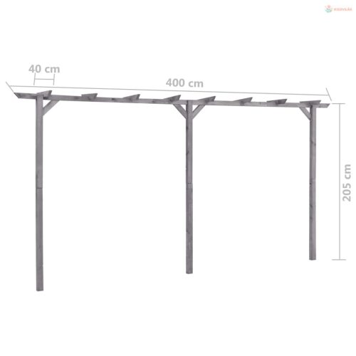 Szürke impregnált fenyőfa kerti pergola 400 x 40 x 205 cm