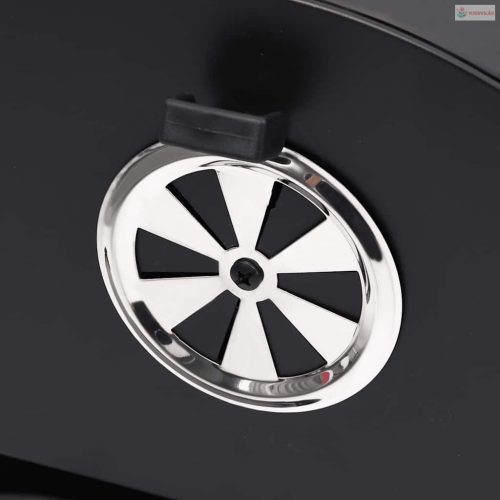 Fekete acél henger alakú grillsütő 2 sütőráccsal 80x95x90 cm