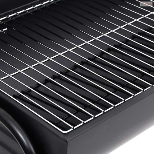 Fekete acél henger alakú grillsütő 2 sütőráccsal 80x95x90 cm