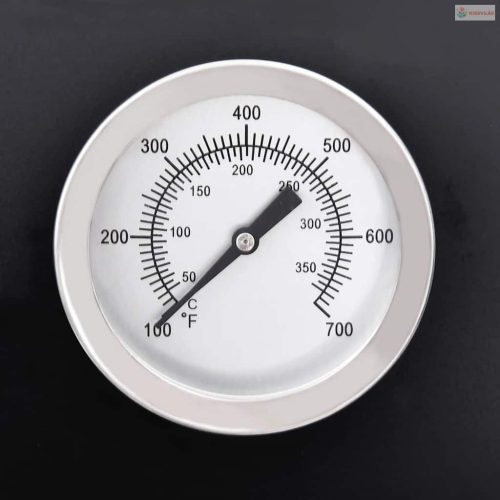 Fekete acél hengeres grillsütő kerékkel és polccal 115x85x95 cm