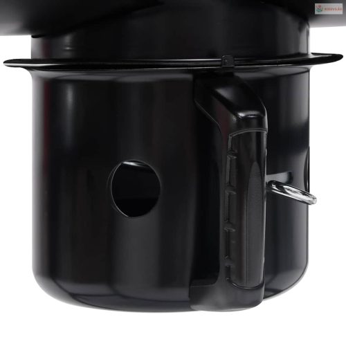 Fekete acél hengeres grillsütő kerékkel és polccal 115x85x95 cm