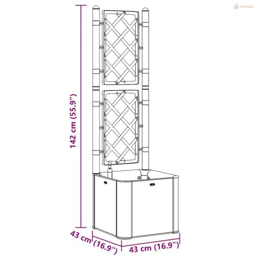 Kávébarna kerti magaságyás ráccsal és öntözőrendszerrel