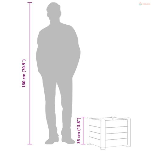 Fehér kerti PP magaságyás 43 x 43 x 35 cm