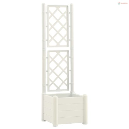 Fehér polipropilén rácsos kerti ültető 43 x 43 x 142 cm