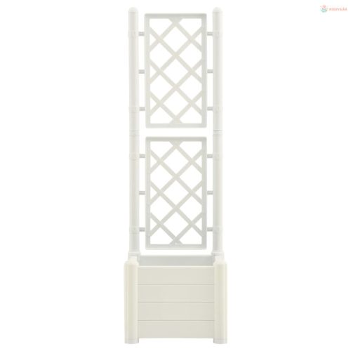 Fehér polipropilén rácsos kerti ültető 43 x 43 x 142 cm