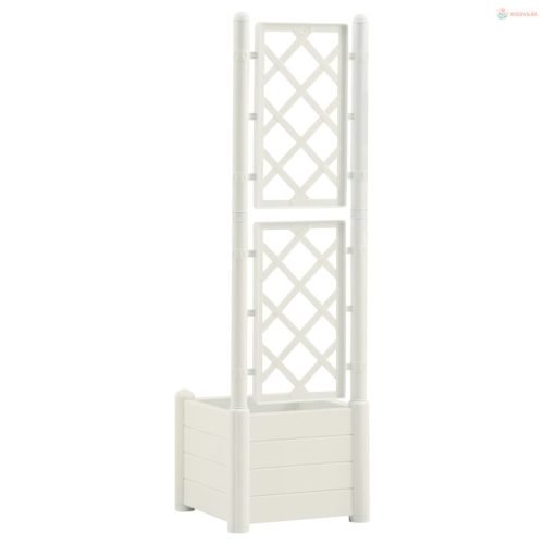 Fehér polipropilén rácsos kerti ültető 43 x 43 x 142 cm