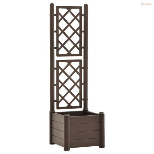 Mokkaszínű polipropilén rácsos kerti ültető 43 x 43 x 142 cm