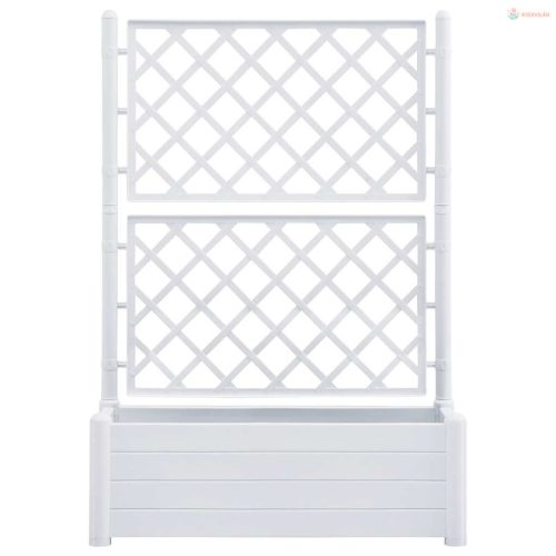 Fehér polipropilén rácsos kerti ültető 100 x 43 x 142 cm