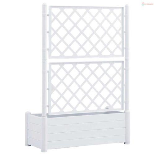 Fehér polipropilén rácsos kerti ültető 100 x 43 x 142 cm