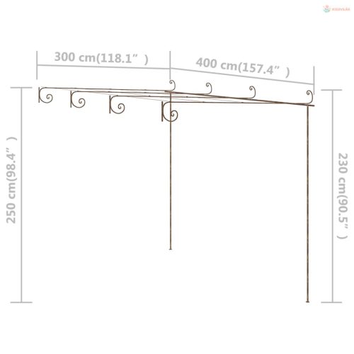 Antik barna vas kerti pergola 4 x 3 x 2,5 m