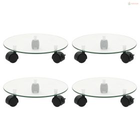 4 db kör alakú edzett üveg görgős növénytartó 28 cm