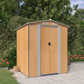 Világosbarna horganyzott acél kerti fészer 192x191x223 cm