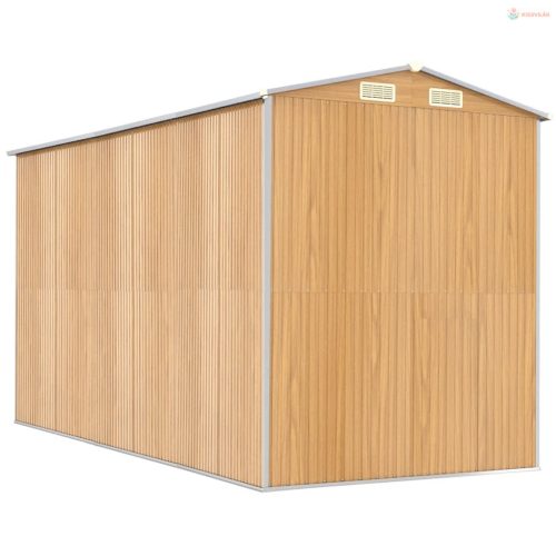 Világosbarna horganyzott acél kerti fészer 192x357x223 cm