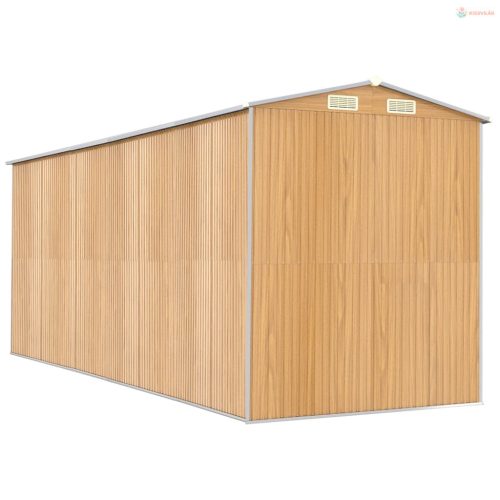 Világosbarna horganyzott acél kerti fészer 192x523x223 cm