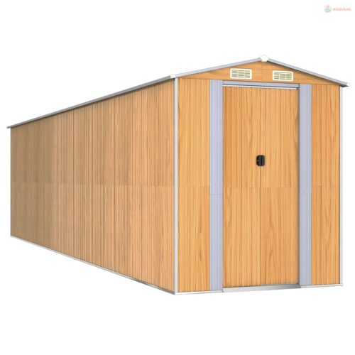 Világosbarna horganyzott acél kerti fészer 192x772x223 cm