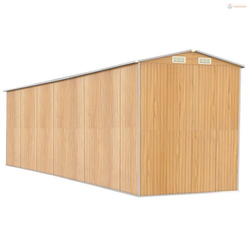Világosbarna horganyzott acél kerti fészer 192x772x223 cm