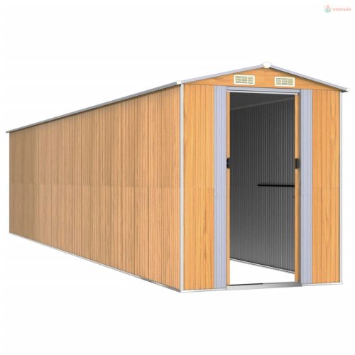 Világosbarna horganyzott acél kerti fészer 192x855x223 cm