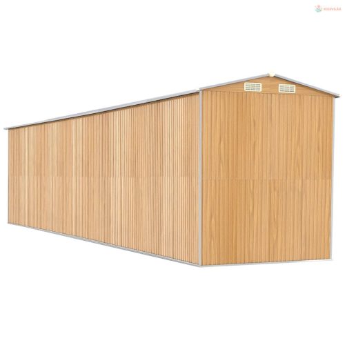 Világosbarna horganyzott acél kerti fészer 192x855x223 cm