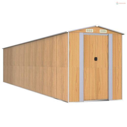 Világosbarna horganyzott acél kerti fészer 192x938x223 cm