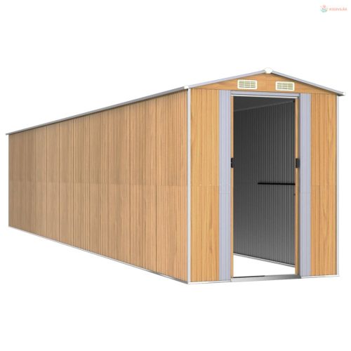 Világosbarna horganyzott acél kerti fészer 192x938x223 cm