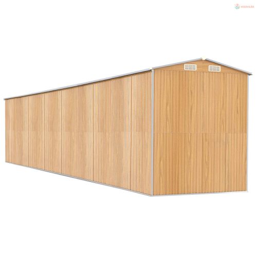 Világosbarna horganyzott acél kerti fészer 192x1021x223 cm