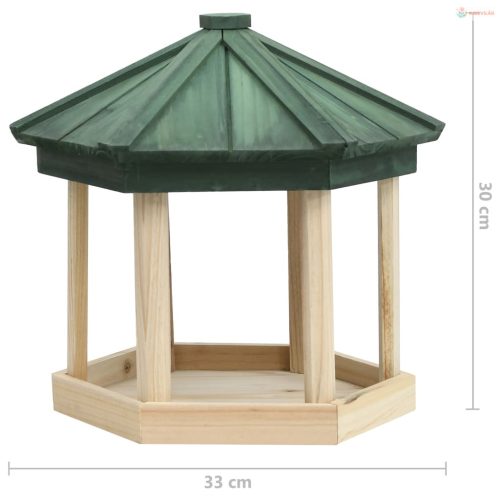 Nyolcszögletű tömör fenyőfa madáretető 33 x 30 cm