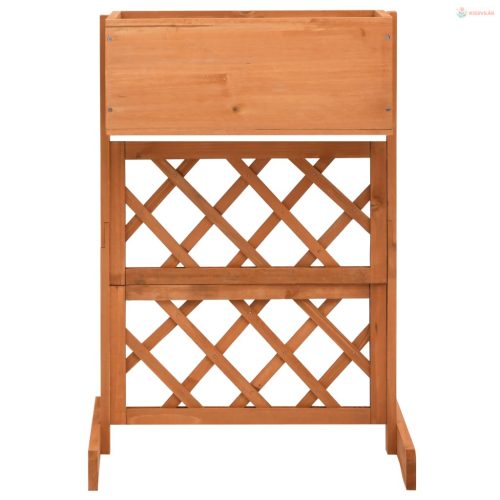 Narancssárga tömör fenyőfa rácsos kerti ültetőláda 45x30x74 cm