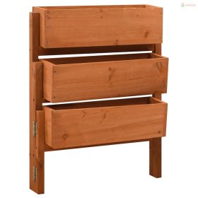   Narancssárga tömör fenyőfa összecsukható kerti ültetőláda 60x14x75 cm