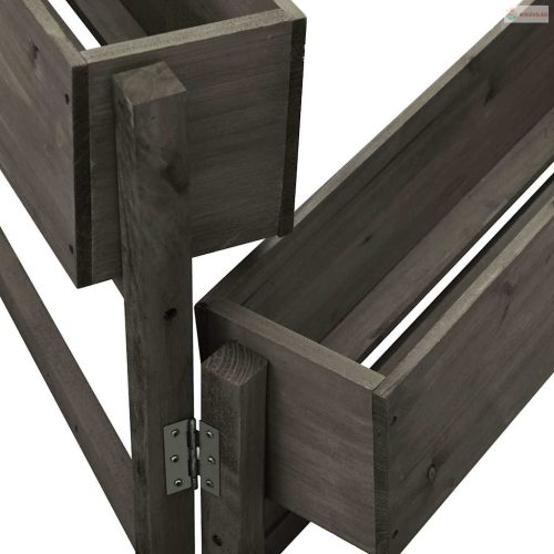 Szürke tömör fenyőfa összecsukható kerti ültetőláda 60x14x75 cm