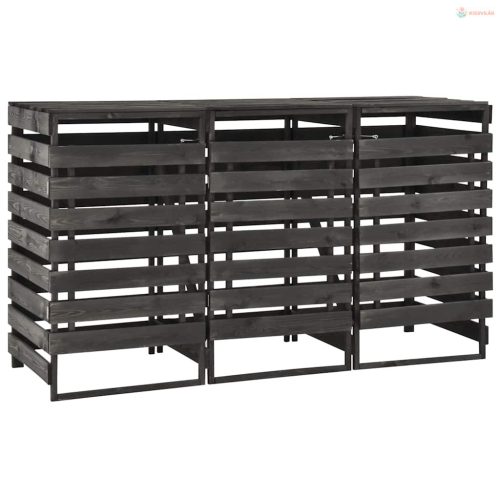 Festett tömör fenyőfa tripla kerekeskuka-tároló 210x75x121 cm