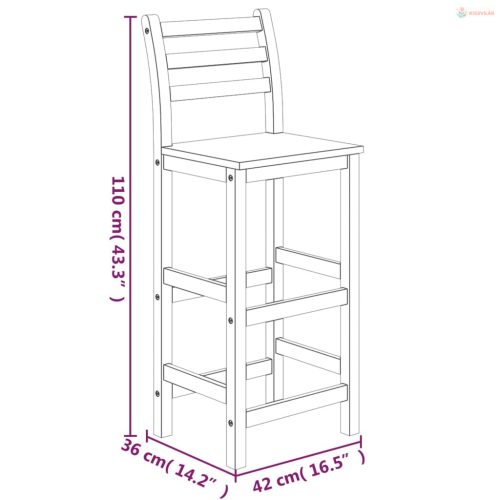 3 részes tömör akácfa kerti bárgarnitúra