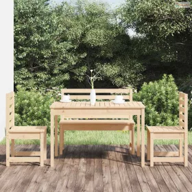 4 részes tömör fenyőfa kerti étkezőgarnitúra