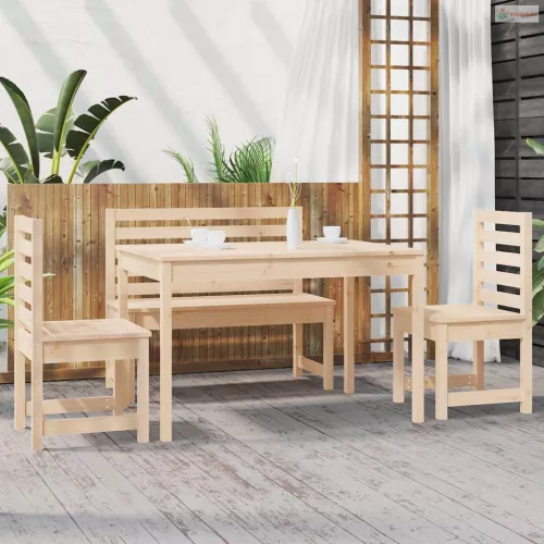 4 részes tömör fenyőfa kerti étkezőgarnitúra