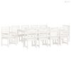 11 részes fehér tömör fenyőfa kerti étkezőgarnitúra
