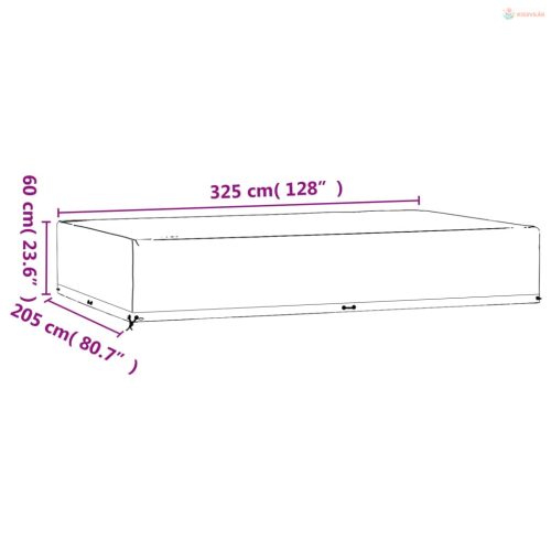2 db téglalap alakú kerti bútorhuzat 16 fűzőlyukkal 325x205x60
